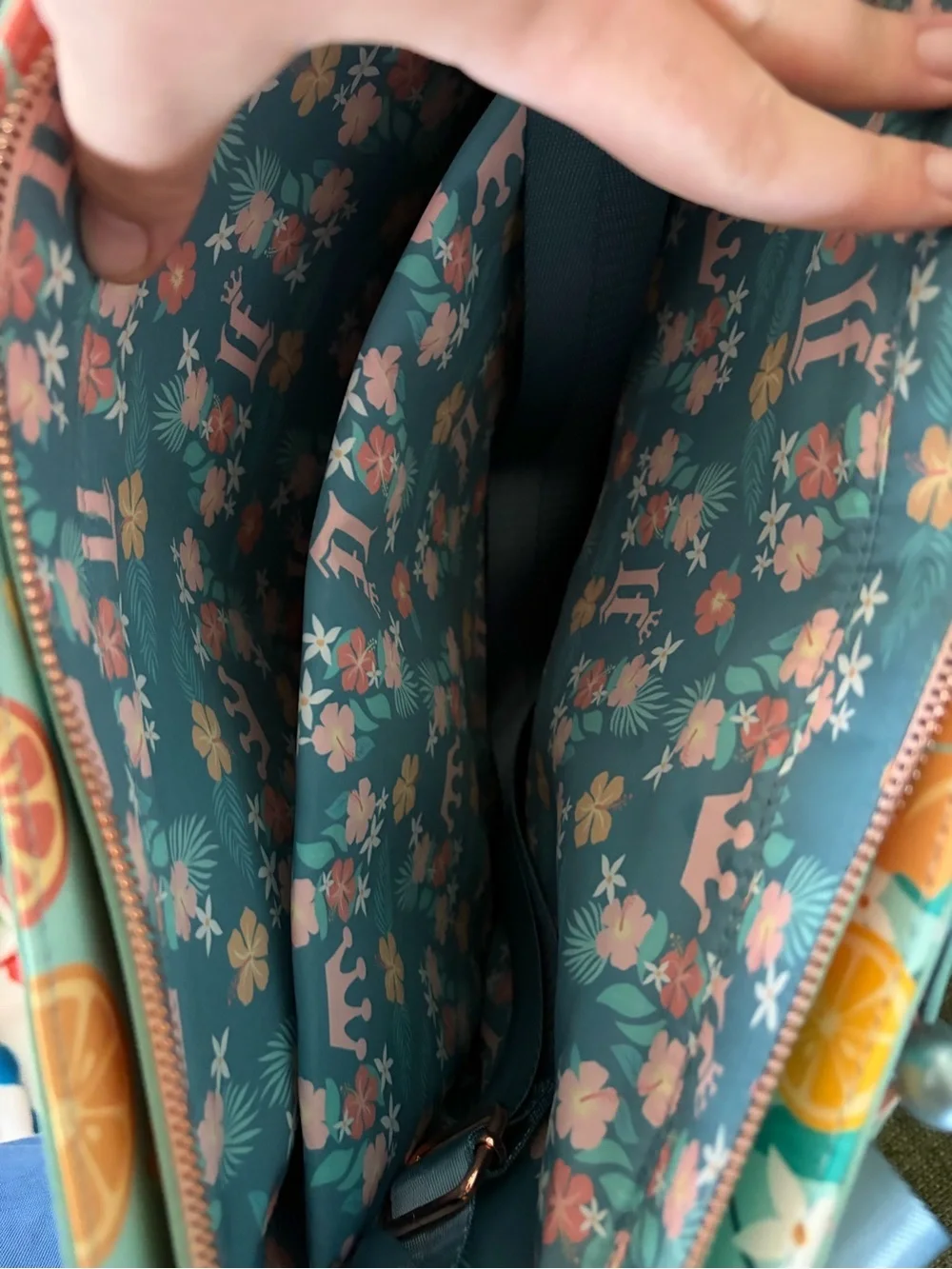 Loungefly Citrus Slice Tote in Yellow and Aqua with Pearl Accents